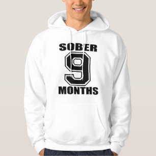 ERNÜCHTERN Sie 9 MONATE SCHWARZ-auf WEISSEM HOODI Hoodie