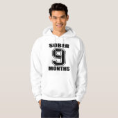 ERNÜCHTERN Sie 9 MONATE SCHWARZ-auf WEISSEM HOODIE (Vorne ganz)