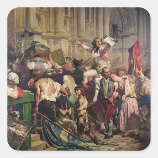 Eroberer von Bastille vor dem Hotel de Quadratischer Aufkleber (Vorderseite)