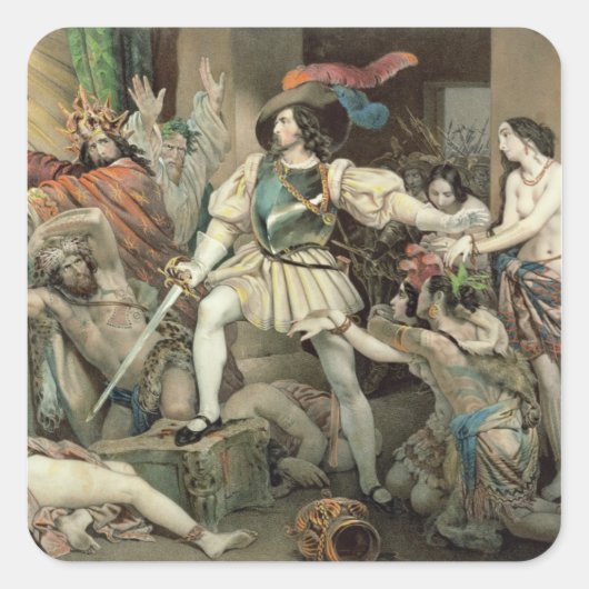 Eroberung Mexikos Quadratischer Aufkleber (Vorderseite)