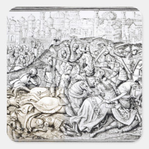 Eroberung von Jerusalem durch Karl der Große Quadratischer Aufkleber