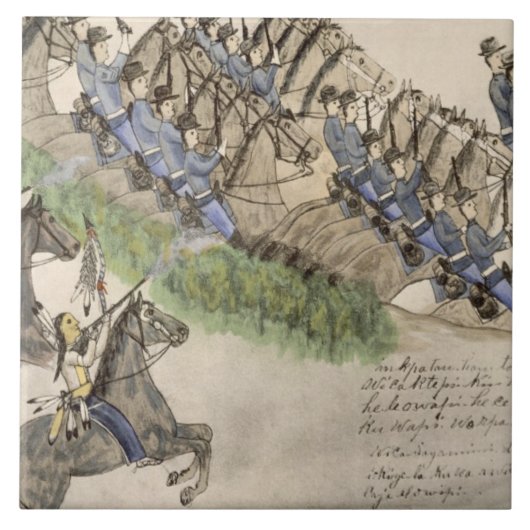 Eröffnung dem Kampf des Little Big Horn (Tinte Fliese (Vorderseite)