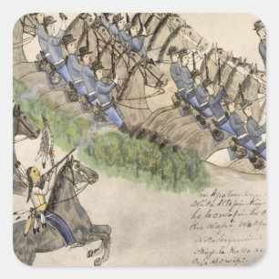 Eröffnung der Schlacht am kleinen großen Horn (Tin Quadratischer Aufkleber