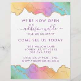 Eröffnung des Rainbow and Gold Watercolor Agate Bu Flyer