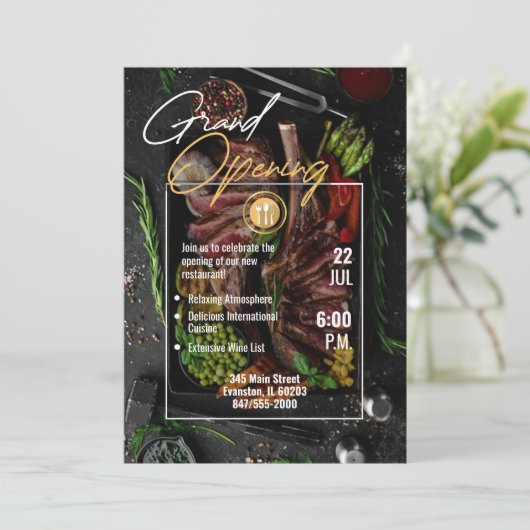 Eröffnung des Restaurants Einladung (Stehend Vorderseite)