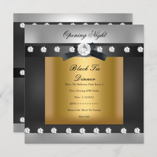 Eröffnung des Unternehmens formales schwarzes Gold Einladung (Vorne/Hinten)