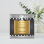Eröffnung des Unternehmens formales schwarzes Gold Einladung (Stehend Vorderseite)