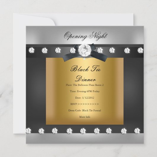 Eröffnung des Unternehmens formales schwarzes Gold Einladung (Vorderseite)
