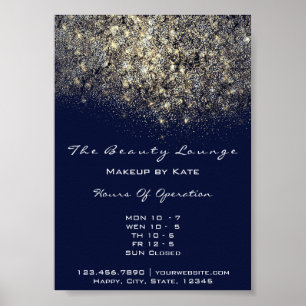 Eröffnung Stunden Gold Blue Navy Confetti Sequin Poster