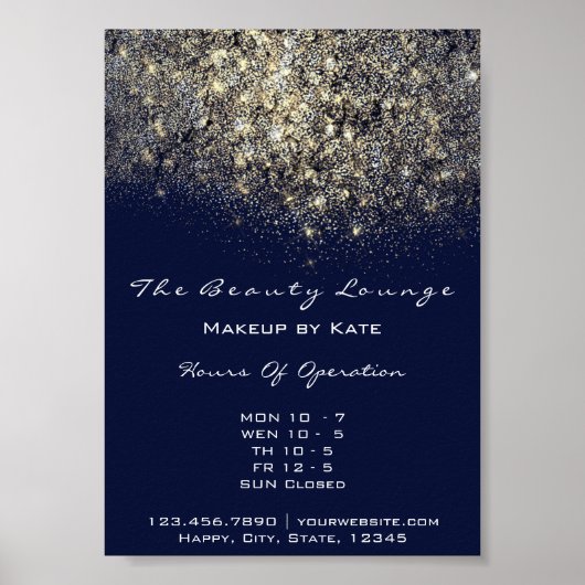 Eröffnung Stunden Gold Blue Navy Confetti Sequin Poster (Vorne)