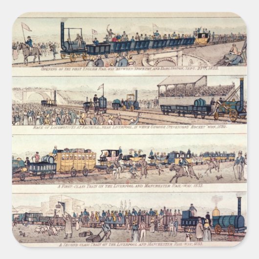 Eröffnung von Stockton und Darlington Quadratischer Aufkleber (Vorderseite)