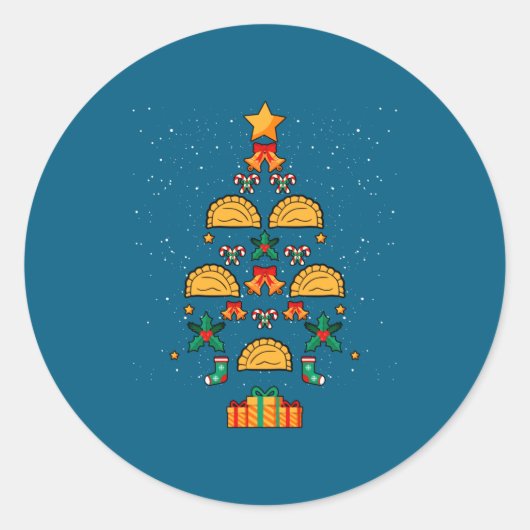 Erogi Lish Land Christmas Tree Xmas Long Sleeve  Runder Aufkleber (Vorderseite)