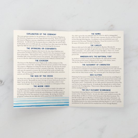 Eros Griechisch-orthodoxe Kirchentaufprogramm Programm (Innenseite)