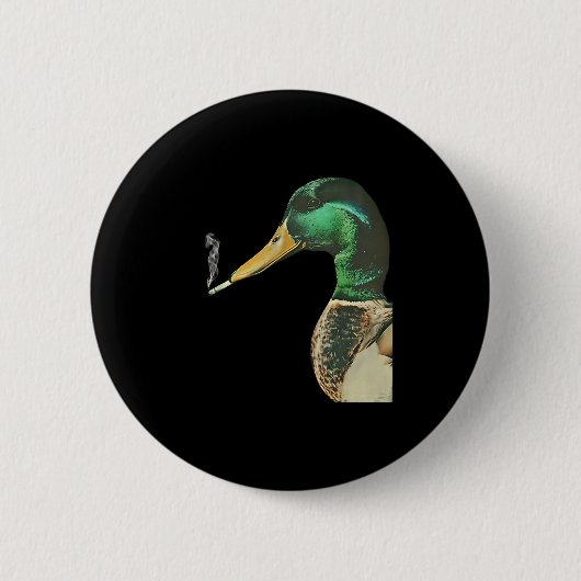 Erpel raucht Zigarette Meme lustiger Erpel Button (Vorderseite)