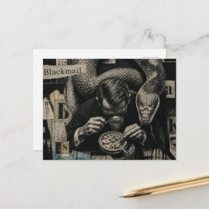 Erpressung Mixed Media Collage Postkarte