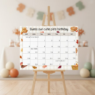 "Errate das Geburtstag unseres Süßen" Baby Shower Poster