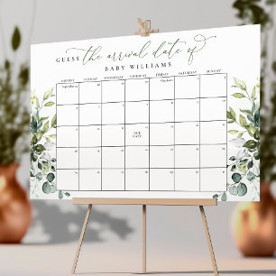 Errate den Geburtstermin-Kalender Eukalyptus Grünp Poster