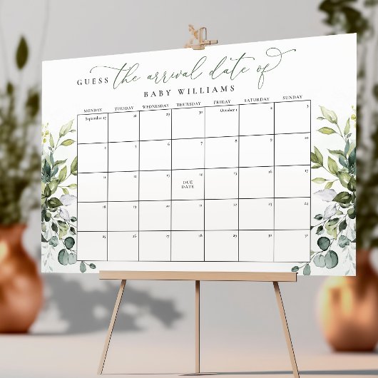 Errate den Geburtstermin-Kalender Eukalyptus Grünp Poster