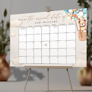 Errate den Geburtstermin Kalender Hellblauer Poste Poster