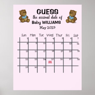 Errate den Geburtstermin-Kalender mit Bärenposter Poster