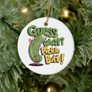 Errate was_ Birnenpopo! Lustige Gurke Keramik Ornament