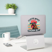 Errate was Hühnerhintern Lustig Retro Hahn Aufkleber (Laptop auf Schreibtisch)