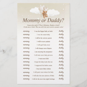 Errate Wer Es Gesagt Hat Teddybär-Baby-Party-Spiel Flyer