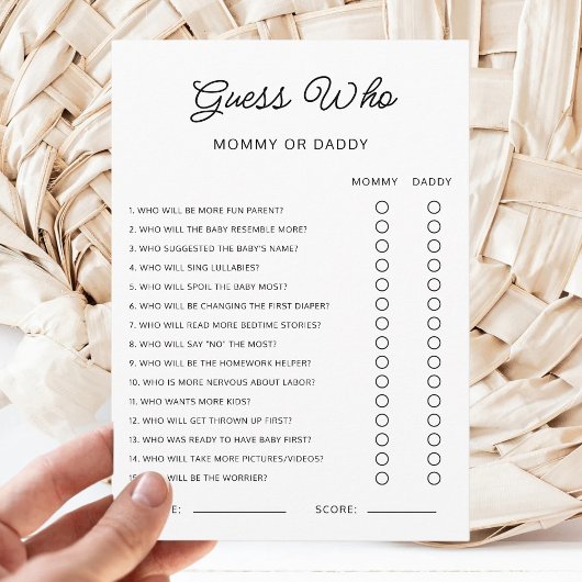 Errate, wer: Mami oder Papi - Baby-Shower-Spielakt Einladung