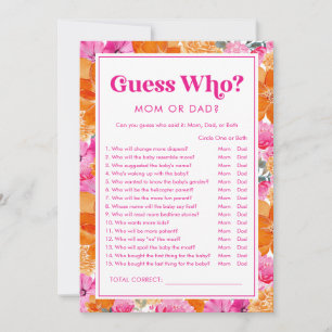 Errate Wer Rosa & Florale Babyparty-Spiel Einladung