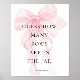 Errate wie viele rosa Schleifen Baby Shower Spiel Poster