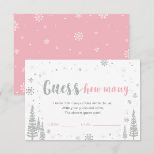 Errate wie viele   Winter-Pink-Baby-Shower-Spiel Einladung
