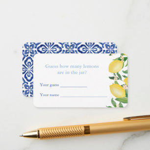 Errate wie viele Zitronen Hochzeitsshower-Spielkar Begleitkarte