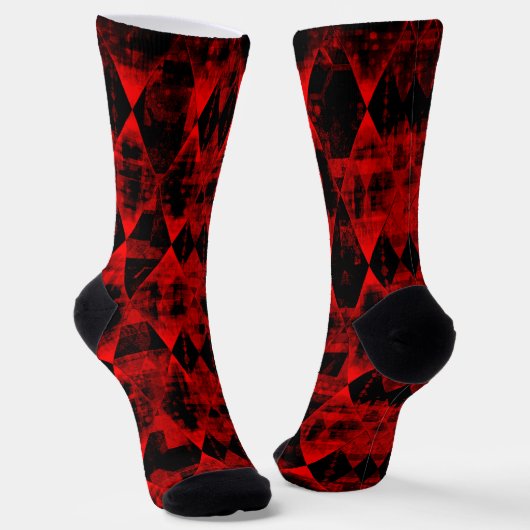 Erratisches Rot und Black Diamond Wonder Socken (Gewinkelt)