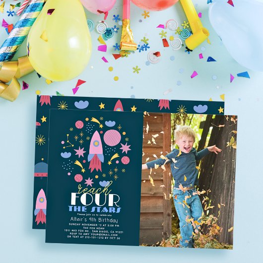 Erreichbarkeit VIER der Sternenflotte Foto Geburts Einladung