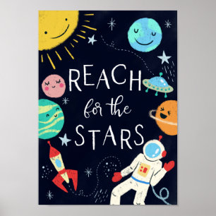 Erreiche die Sterne Süße Galaxie Planeten Kinderzi Poster