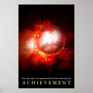 Erreichen Motivierend flammender Baseball Poster