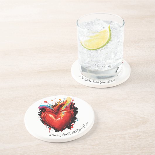 Erreichen Sie sie mit Ihrem Herzen Getränkeuntersetzer (Seite)