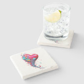 Erreichen Sie sie mit Ihrem Herzen II Steinuntersetzer (Seitenansicht)