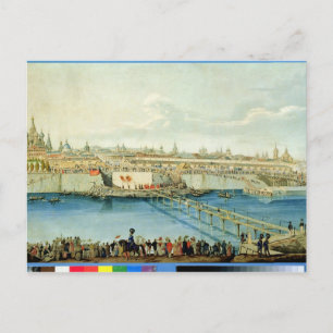 Errichtung der Moskauer Brücke in Moskau Postkarte