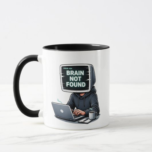 Error 404 Brain Not Found Funny Design – Programme Tasse (Links)