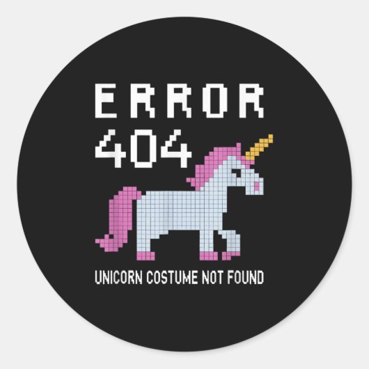 Error 404 Unicorn Costume Found Halloween Programm Runder Aufkleber (Vorderseite)
