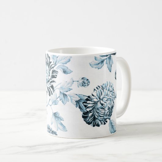 Erröten aquamarines blaues u. weißes Vintages Kaffeetasse (VorderseiteRechts)
