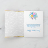 Erröten & Blaue Blumen & Gold Glitter Muttertag Karte (Innenseite)