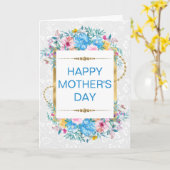Erröten & Blaue Blumen & Gold Glitter Muttertag Karte (Gelbe Blume)