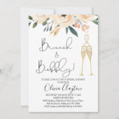 Erröten BlumenBrunch, den sprudelndes Brautparty Einladung (Vorderseite)