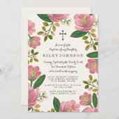 Erröten Blumenstrauß-Taufe Einladung (Vorne/Hinten)