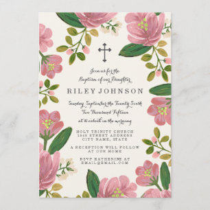 Erröten Blumenstrauß-Taufe Einladung