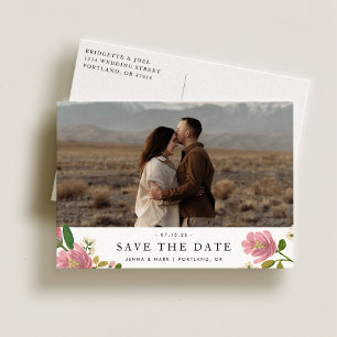Erröten Bouquet Romantisch und Elegant Save the Da Ankündigungspostkarte