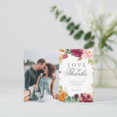 Erröten Burgunder, den BlumenFoto-Hochzeit Ihnen Postkarte (Stehend Vorderseite)