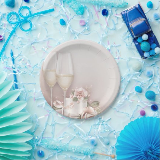 Erröten Champagne und backen zusammen Pappteller (Party)